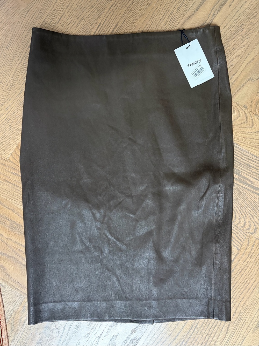 NWT Theory Brown Lamb Leather Pencil Skirt